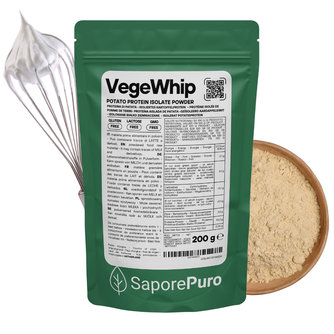 Proteine Isolate di Patata - Albume Vegano - VegeWhip - Per realizzare prodotti Vegan - SaporePuro